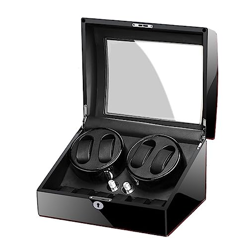 FDTMGW Caja enrolladora automática para Reloj con 2, 4 + 6 Posiciones, Carcasa de Madera con Pintura de Piano, Caja de colección de Motores ultrasilenciosos