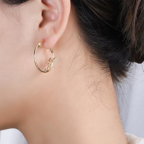 Medsor Fairy Angel Hoop earrings Gold Plated Crystal Fairy Earring for Girl by Medsor - Used condition - Image 2