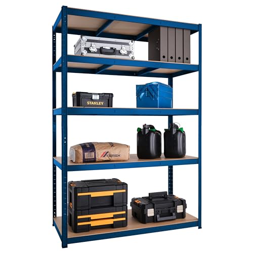 Accesorios para sistemas de almacenaje | Estanterías Para Garaje: 180 X 90 X 45cm Estanterías De Alta Resistencia Para Almacenamiento - 1 Unidad, Azul 5 Niveles 175kg Estante , 875kg Total 5 Años De Garantía