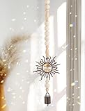 Wooden Wind Chimes with Suncatcher, Boho Hanging Windchimes Sun Catcher Home Decor, and Clear Crystal Prism - Suitable as a Gift for Mom and Women, Rainbow Maker for Windows, Porches, and Patios