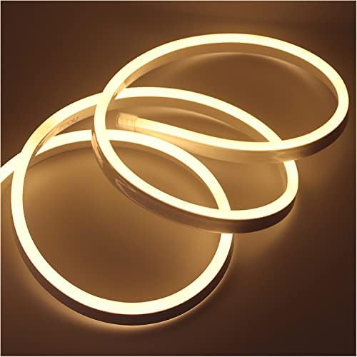 Xunata 1m Warm White Flexible NEON Light, 220V SMD 2835 120 LED Strip Light Kit (IP65 Waterproof) with UK Plug Power Supply for Home Garden Bar Decoration