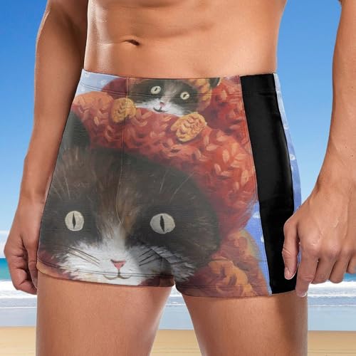 Short de bain homme confortable anti-irritation motif chat mignon