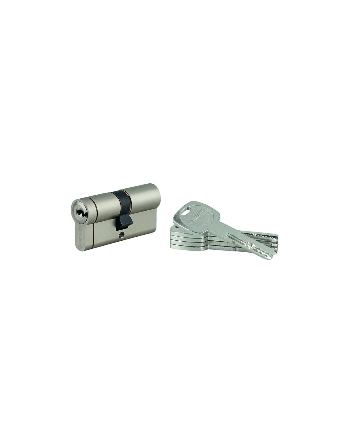 THIRARD Cylindre de Serrure Transit 1, 30 x 30 mm, Nickel, 5 Clés Plates | Dimensions 30 x 30 mm, Finition nickelée, Usage porte d'entrée, 5 clés réversibles incluses, Fabrication française