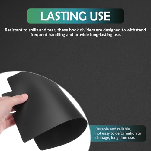 BESTOYARD 20 Stück Teiliges Schwarze Vinyl Buchtrenner mit Beschreibbaren Index Tabs Langlebige Trennwände für Bücher Schallplatten Comic Alben und Fotos Praktische Regalteiler für Flexible