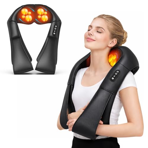 Image of Enem Back Massager for Pain Relief, Back Massager with Compression, With 1 Year Warranty from enem, Wireless Portable Shiats Massage Machine, Electric Deep Tissue 4D Kneading Massage for Pain Relief and Muscle Relax