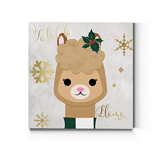 Renditions Gallery Fa la la la Llama Wall Art, Cute Winter Artwork, Festive Christmas Colors, Funny & Charming, Premium Gallery Wrapped Canvas Decor, Ready to Hang, 40 in H x 40 in W, Made in America