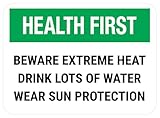 Mxitataxl Health First Beware Extreme Heat Rectangle - Floor Sign Safety Signs Warning Caution Metal Tin Sign, 8X12 in