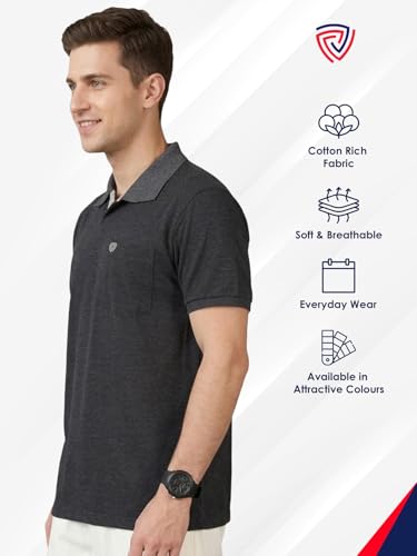 Image of Lux Cozi Men's Half Sleeve Soild Casual Regular Fit T-Shirt with Chest Pocket | Polo Tshirt for Men