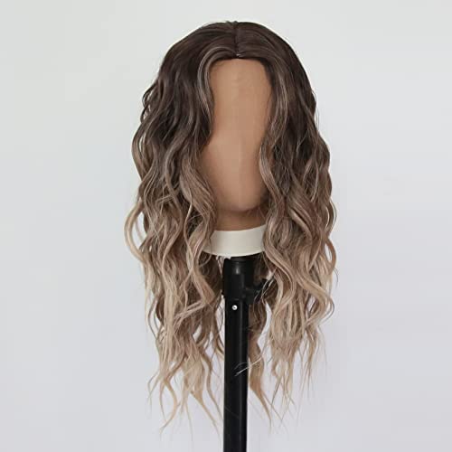Towarm Ombre Blonde Wigs for Women Long Wavy Synthetic Wigs for Women Middle Part Glueless High Temperature Fiber Cosplay Daily Wear Wig (YKW 245) - Image 2