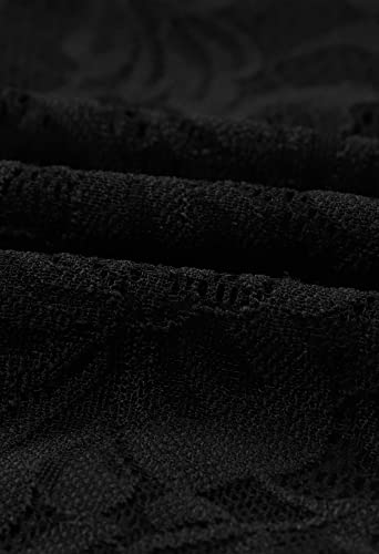 Shawhuwa Womens Sexy Floral Lace Sheer Off Shoulder Bodycon Mini Dress M Black 7 #TOP4