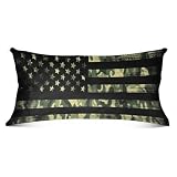 ALAZA American Flag with Camouflage Grunge Plush Pillow Cases Body Size Pillow Cover Soft & Warm Zippered Bed Pillowcase, 21 x 54 inch