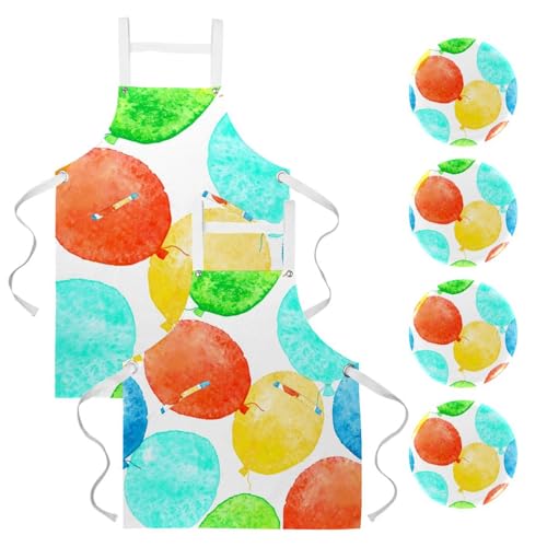 Lot de 2 tabliers multicolores ballon pastèque avec 4 broches