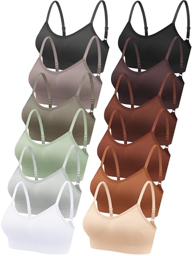 Image of Geyoga Multiple Packs Sports Bra for Women, No Underwire Wireless Bralette Support Padded Cami Bra Seamless Camisole Tank Top