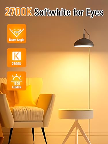 Image of 6 Pack LED Light Bulbs 100 Watt Equivalent, A19 Soft Warm White 2700K | 15W Super Bright White Light 1500 LM, E26 Standard No Flicker Energy Saving Lamp Bulb for Home, Bedroom, Office, Non-Dimmable
