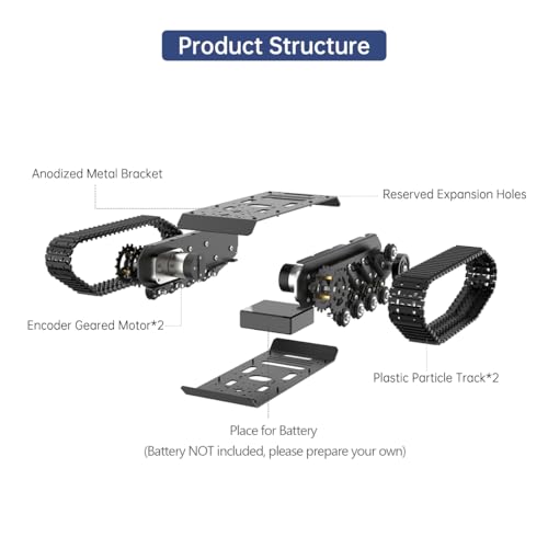 Image of Robot Tracked Tank Car Chassis with Encoder DC Motor, Suspension Shock Absorption Chassis Car Full-Metal Robotic Moving Platform Track for Arduion RPi Microb Jetson Python DIY Smart Robot Maker
