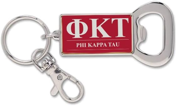 Sorority Shop Phi Kappa Tau Fraternity Keychain - Flat Bottle Opener with Greek Letters and Fraternity Name in Official Colors, Phi Kappa Tau Keyring