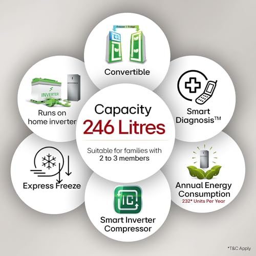 Image of LG 246 L 3 Star Smart Inverter Frost-Free Double Door Refrigerator (, GL-S262SESX, Ebony Sheen, Convertible)