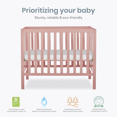 Image of Dream On Me Edgewood 4-in-1 Convertible Mini Crib in Dusty Pink (634-DPNK)