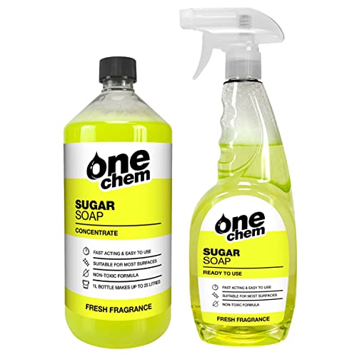 One Chem - Sugar Soap Concentrate1 Litre with 750ml Ready to Use - Cleaning Walls, Grease, Grime, Dirt and Stain Remover, Kitchen Degreaser, Versatile Cleaner
