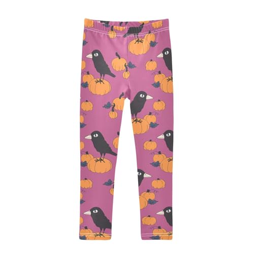 Crow and Pumpkin Girls Leggings,Workout Leggings for Girls Toddler Athletic Leggings Size for 3-10T