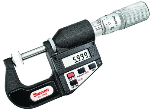 Starrett 756MEFL-25 LCD Disc-Type Micrometer, Wrijving Thimble, Lock Moer, 0-25mm Waaier, 0.001mm Afstuderen