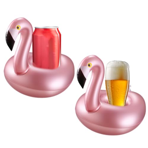 OUDQFCJ 2 Stück Kleine Flamingo Getränkehalter, Aufblasbare Getränkehalter für Whirlpool,...