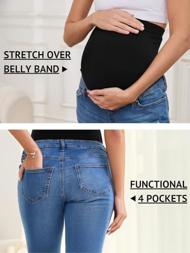 Maternity Jeans for Women Boyfriend Stretch Over Belly Denim Pregnancy Pants, Throughout Pregnancy Suitable3