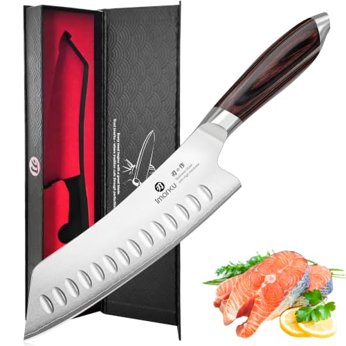 imarku Japanese Santoku Knife 7 Inch, 10Cr15CoMoV 3-Layer Stainless Steel