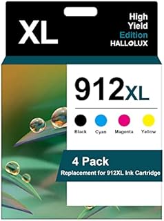 HALLOLUX 912XL 3YP34AE High Yield Remanufactured Ink Cartridge Replacement for HP 912 XL, Black/Cyan/Magenta/Yellow,Compatible for OfficeJet 8010 8012 8014 8015 OfficeJet Pro 8022 8023 8024 Printer