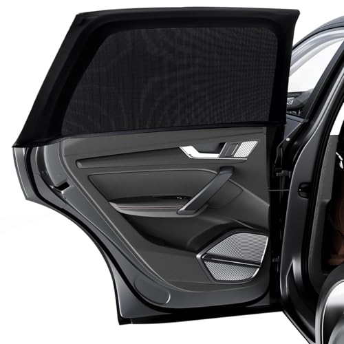 Image of PEYOU Car Window Shades for Baby 2 Pack, Stretchable & Breathable Spandex Rear Car Sun Shade for Baby Effectively Blocks UV Rays & Sun Glare & Mosquito for Kids/Adults/Pets- 44.9"X19.7" Fits 99% Cars