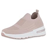 VAN HILL Damen Slip Ons Keilabsatz Strick Sportlich Schuhe...