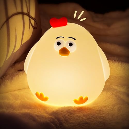 L LOHAS LED Night Light for Kids, Silicone Chick Cute Lamp,3 Level Dimmable,30 Minutes Timer Nightlight for Kids, Bedside Touch Baby Night Light, Soft Lamp