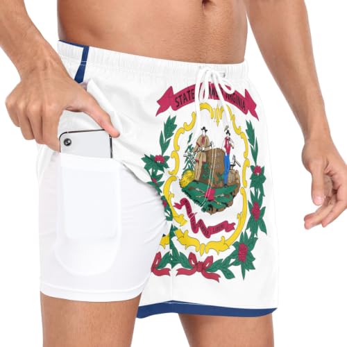 Bañador para hombre de Virginia Occidental Yuiboo talla S-XXL con bolsillo interior para correr