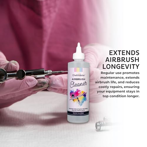 Image of Chefmaster Airbrush Cleaner 9 oz - Removes Color Residue, Prevents Buildup & Extends Airbrush Lifespan - Compatible with All Airbrush Brands