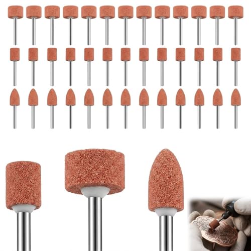 Image of 42pcs Grinding Wheel Head Set 1/8" Shank Abrasive Mounted Stone Sanding Bits for Rotary Tool Drill Sanding Bits Steel Mounted Point Set for Metal Stone Jade Glass Rust Removal Deburring