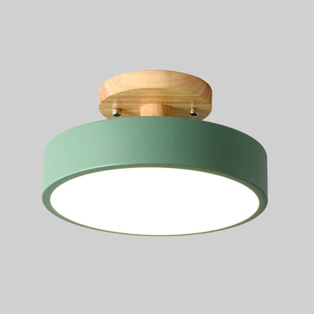 Ceiling Light Fixture Three-Color Dimming Ceiling Lamp Led Modern Minimalist Semi-Embedded Round Nordic Lamp Porch Aisle Corridor Lamp for Living Room, Bedroom, Dining Room, Kitchen/Green
