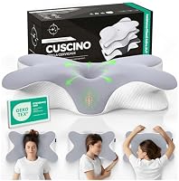 CERVICALFLEX Cuscino Cervicale per Dormire in Memory Foam Comodo Fin dalla Prima Notte - Cuscino Ortopedico Cervicale Ergonomico per Dormire di Lato o Supini Sfoderabile e Lavabile (Chiaro)