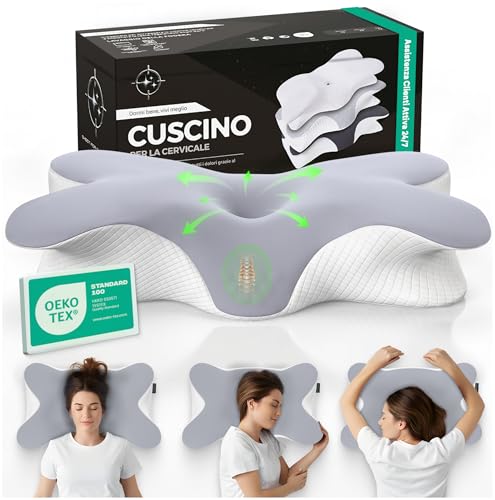 CERVICALFLEX Cuscino Cervicale per Dormire in Memory Foam Comodo Fin
