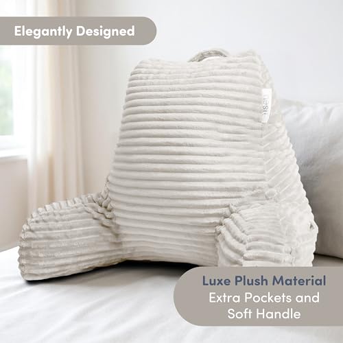 Image of Nestl Reading Pillow with Shredded Memory Foam, Luxe Cut Plush Back Pillow for Sitting Up in Bed, Back and Arms Adjustable Support for Adult & Teens, Backrest Pillows with Washable Cover Linen