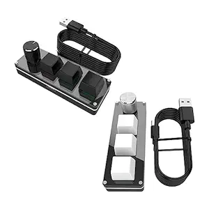 The Style Sutra 3-Key Small Keypad Mini Keyboard with Knob Keycaps for Programming Drawing White