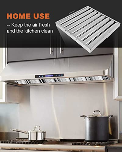 6 Pack Hood Filters 19.5W X 19.5H Inch 430 Stainless Steel, 7 Grooves Commercial Hood Filters, Commercial Kitchen Range Hood Filter For Grease Rated Commercial Kitchen Exhaust Hoods #TOP6