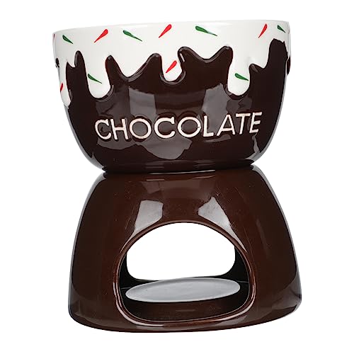 FELTECHELECTR Ceramic Chocolate Melter Cheese Fondue Pot Set Warming Plate for Cheese Chocolate