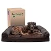 Furhaven Memory Foam Dog Bed for Large Dogs w Removable Bolsters Washable Cover For Dogs Up to 125 lbs Sherpa Chenille Sofa Coffee Jumbo PlusXXL