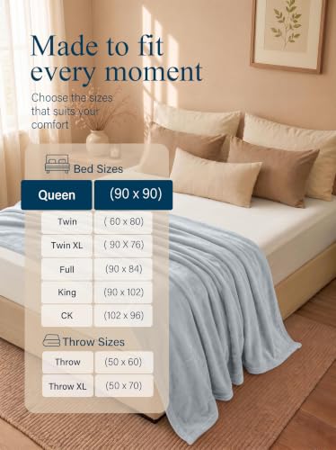 Image of Utopia Bedding Soft Fleece Bed Blanket Queen Size Light Grey (90x90 Inch)