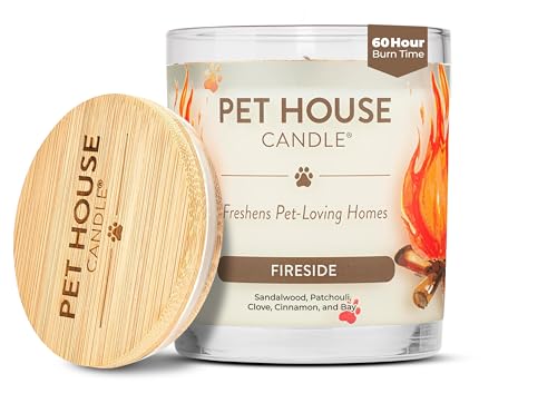 One Fur All Pet House Fall Candles, Long Lasting, Clean Burning, Soy Wax Scented Candles for Pet Odor, Fireside