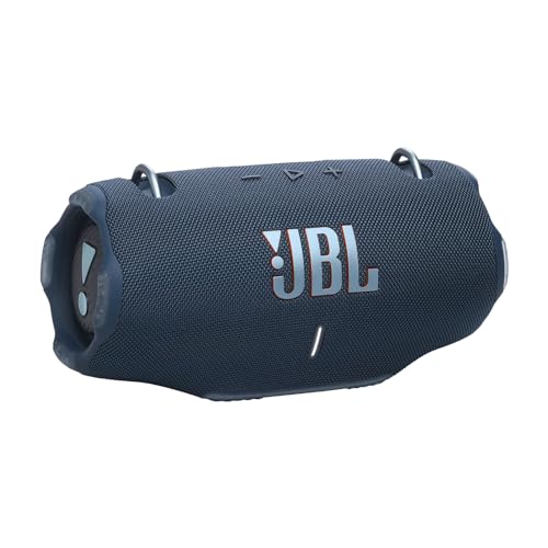 JBL Xtreme 4 Musikbox in Blau – Tragbare Bluetooth-Lautsprecher-Box mit tiefem Bass, KI-Sound-Boost und integrierter Powerbank – Wasserfest und staubfest – 24 Laufzeit, UK Stecker (Typ G)
