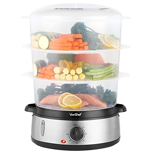 VonShef 9L Food Steamer, 3-Tier
