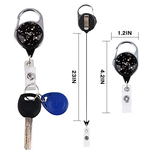Bkbkaak 008040607 Black Badge Holder With Retractable Reel Music Note Lanyard Id Holder thumb #3