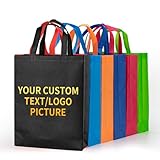 YEEHAW Custom Tote Bags 100pcs,Non-woven Bag with Logo, Custom Reusable Bags with Durable Handle, Ideal for Grocery Shopping, Gifts Wrapping & Travel