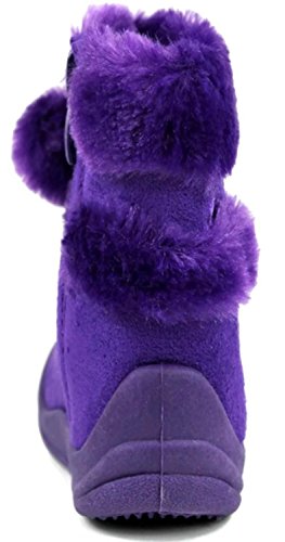 Kali Footwear Little Girls Zello Glitter Pom Pom Boots 4, Purple4